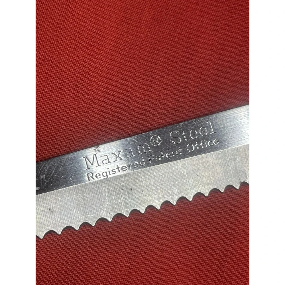 Vintage Maxam Steel Serrated Steak Knives Set of 4 Wood Handles Stainless
